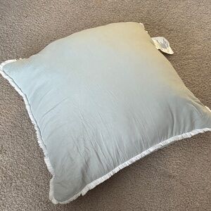 Light Green Throw Pillow with Fringe